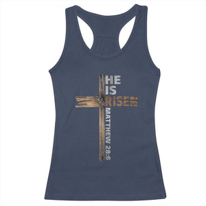 He is Risen Christian Racerback Tank Top Easter Cross Jesus Christian TS14 Navy Print Your Wear