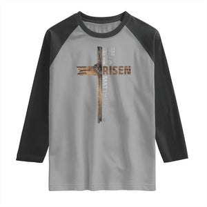 He is Risen Christian Raglan Shirt Easter Cross Jesus Christian TS14 Sport Gray Black Print Your Wear