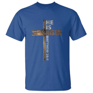 He is Risen Christian T Shirt Easter Cross Jesus Christian TS14 Royal Blue Print Your Wear
