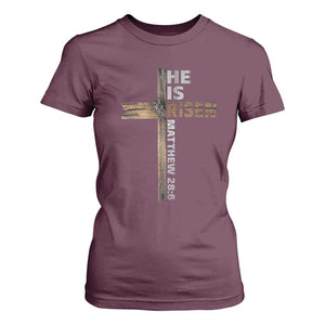 He is Risen Christian T Shirt For Women Easter Cross Jesus Christian TS14 Maroon Print Your Wear