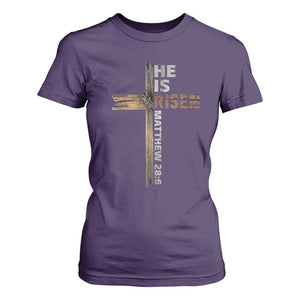 He is Risen Christian T Shirt For Women Easter Cross Jesus Christian TS14 Purple Print Your Wear