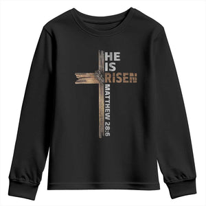 He is Risen Christian Youth Sweatshirt Easter Cross Jesus Christian TS14 Black Print Your Wear
