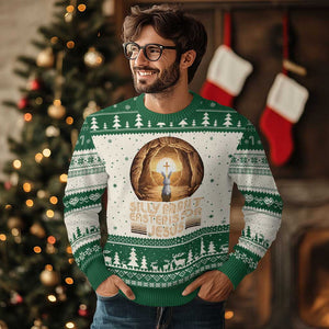 Silly Rabbit Easter Is For Jesus Ugly Christmas Sweater Christian Jesus Easter TS14 Beige Green Print Your Wear
