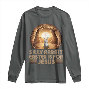 Silly Rabbit Easter Is For Jesus Long Sleeve Shirt Christian Jesus Easter TS14 Dark Heather Print Your Wear