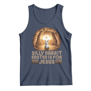 Silly Rabbit Easter Is For Jesus Tank Top Christian Jesus Easter TS14 Navy Print Your Wear