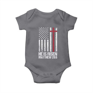 He Is Rise Baby Onesie Christian American Flag Easter Bible Verse TS14 Charcoal Print Your Wear