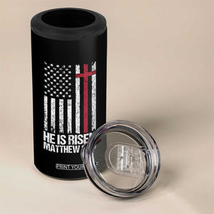 He Is Rise 4 in 1 Can Cooler Tumbler Christian American Flag Easter Bible Verse TS14 Print Your Wear