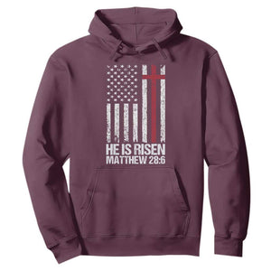 He Is Rise Hoodie Christian American Flag Easter Bible Verse TS14 Maroon Print Your Wear