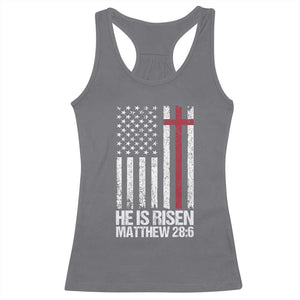 He Is Rise Racerback Tank Top Christian American Flag Easter Bible Verse TS14 Charcoal Print Your Wear