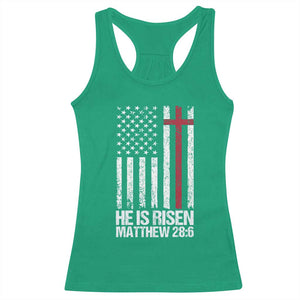 He Is Rise Racerback Tank Top Christian American Flag Easter Bible Verse TS14 Irish Green Print Your Wear