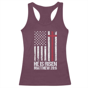 He Is Rise Racerback Tank Top Christian American Flag Easter Bible Verse TS14 Maroon Print Your Wear