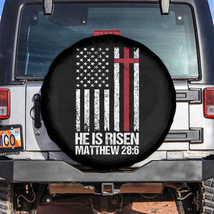 He Is Rise Spare Tire Cover Christian American Flag Easter Bible Verse TS14 No hole Black Print Your Wear