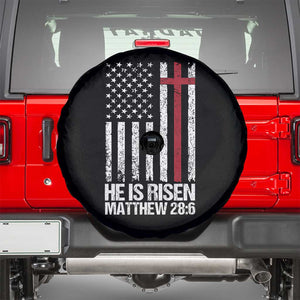 He Is Rise Spare Tire Cover Christian American Flag Easter Bible Verse TS14 Black Print Your Wear