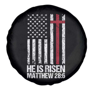 He Is Rise Spare Tire Cover Christian American Flag Easter Bible Verse TS14 Print Your Wear