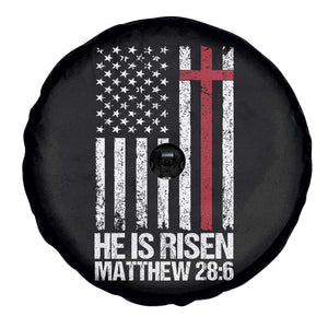 He Is Rise Spare Tire Cover Christian American Flag Easter Bible Verse TS14 Print Your Wear