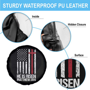 He Is Rise Spare Tire Cover Christian American Flag Easter Bible Verse TS14 Print Your Wear