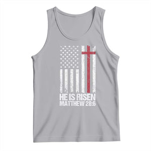 He Is Rise Tank Top Christian American Flag Easter Bible Verse TS14 Athletic Heather Print Your Wear