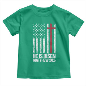 He Is Rise Toddler T Shirt Christian American Flag Easter Bible Verse TS14 Irish Green Print Your Wear