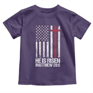 He Is Rise Toddler T Shirt Christian American Flag Easter Bible Verse TS14 Purple Print Your Wear