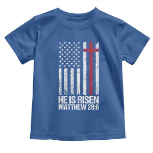 He Is Rise Toddler T Shirt Christian American Flag Easter Bible Verse TS14 Royal Blue Print Your Wear