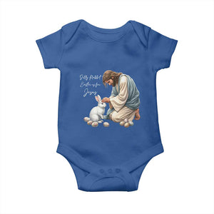 Silly Rabbit Easter Is For Jesus Baby Onesie Christian Easter Religious TS14 Royal Blue Print Your Wear