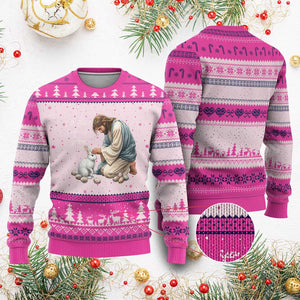 Silly Rabbit Easter Is For Jesus Ugly Christmas Sweater Christian Easter Religious TS14 Hot Pink Print Your Wear