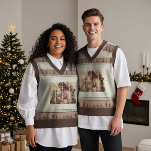 Silly Rabbit Easter Is For Jesus V-Neck Knit Sweater Vest Christian Jeusus Floral Easter TS14 Mocha Mousse Print Your Wear