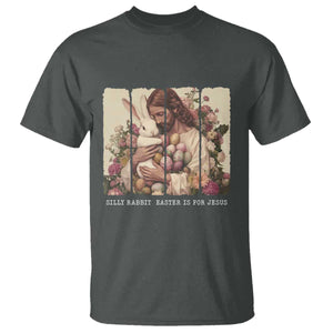 Silly Rabbit Easter Is For Jesus T Shirt Christian Jeusus Floral Easter TS14 Dark Heather Print Your Wear
