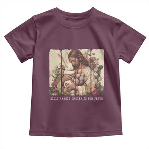 Silly Rabbit Easter Is For Jesus Toddler T Shirt Christian Jeusus Floral Easter TS14 Maroon Print Your Wear