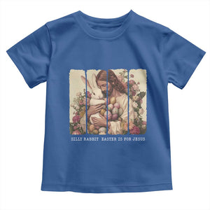 Silly Rabbit Easter Is For Jesus Toddler T Shirt Christian Jeusus Floral Easter TS14 Royal Blue Print Your Wear