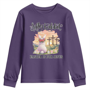 Silly Rabbit Easter Is For Jesus Youth Sweatshirt Christian Easter TS14 Purple Print Your Wear