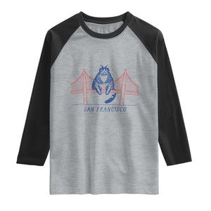 Funny Cat San Francisco Golden Gate Raglan Shirt TS14 Heather Gray Black Print Your Wear