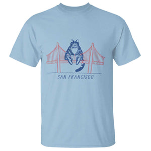 Funny Cat San Francisco Golden Gate T Shirt TS14 Light Blue Print Your Wear