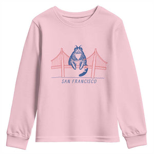 Funny Cat San Francisco Golden Gate Youth Sweatshirt TS14 Light Pink Print Your Wear