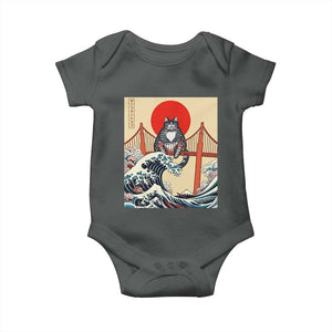 San Francisco Cat Baby Onesie Vintage Japanese Anime Kawaii Cat Sunset TS14 Dark Heather Print Your Wear
