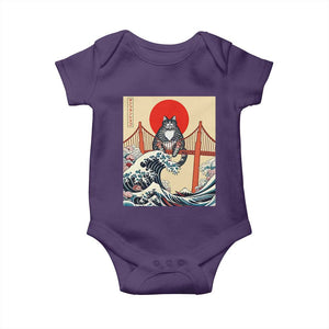 San Francisco Cat Baby Onesie Vintage Japanese Anime Kawaii Cat Sunset TS14 Purple Print Your Wear