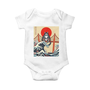 San Francisco Cat Baby Onesie Vintage Japanese Anime Kawaii Cat Sunset TS14 White Print Your Wear