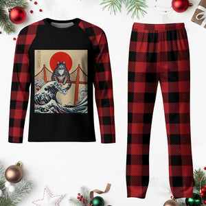 San Francisco Cat Plaid Pajama Set Vintage Japanese Anime Kawaii Cat Sunset TS14 Buffalo Plaid Print Your Wear