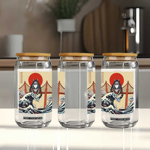 San Francisco Cat Glass Can Vintage Japanese Anime Kawaii Cat Sunset TS14 Print Your Wear