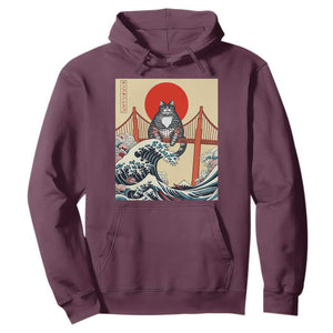 San Francisco Cat Hoodie Vintage Japanese Anime Kawaii Cat Sunset TS14 Maroon Print Your Wear