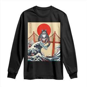 San Francisco Cat Long Sleeve Shirt Vintage Japanese Anime Kawaii Cat Sunset TS14 Black Print Your Wear