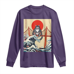 San Francisco Cat Long Sleeve Shirt Vintage Japanese Anime Kawaii Cat Sunset TS14 Purple Print Your Wear