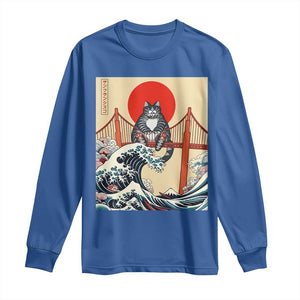 San Francisco Cat Long Sleeve Shirt Vintage Japanese Anime Kawaii Cat Sunset TS14 Royal Blue Print Your Wear