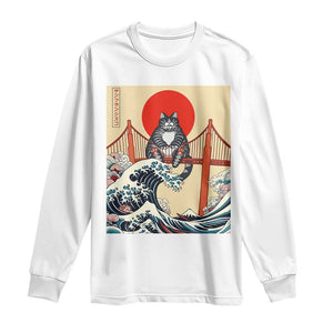 San Francisco Cat Long Sleeve Shirt Vintage Japanese Anime Kawaii Cat Sunset TS14 White Print Your Wear