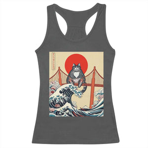 San Francisco Cat Racerback Tank Top Vintage Japanese Anime Kawaii Cat Sunset TS14 Dark Heather Print Your Wear