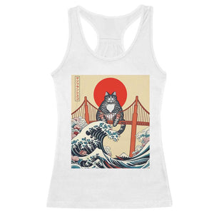San Francisco Cat Racerback Tank Top Vintage Japanese Anime Kawaii Cat Sunset TS14 White Print Your Wear