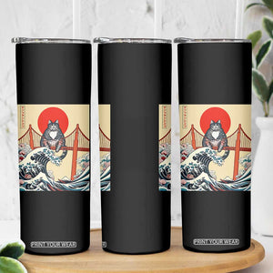 San Francisco Cat Skinny Tumbler Vintage Japanese Anime Kawaii Cat Sunset TS14 Print Your Wear