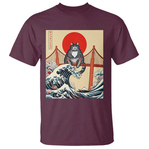 San Francisco Cat T Shirt Vintage Japanese Anime Kawaii Cat Sunset TS14 Maroon Print Your Wear