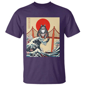San Francisco Cat T Shirt Vintage Japanese Anime Kawaii Cat Sunset TS14 Purple Print Your Wear