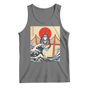 San Francisco Cat Tank Top Vintage Japanese Anime Kawaii Cat Sunset TS14 Black Heather Print Your Wear